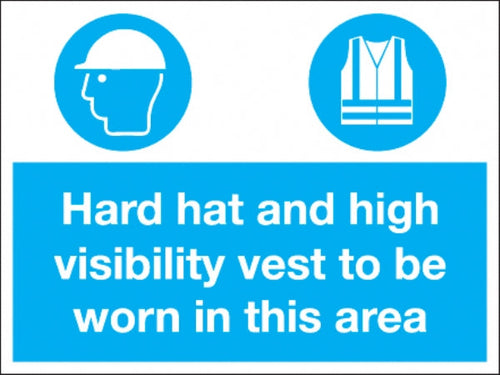 hard hat and high visibility vest to be worn