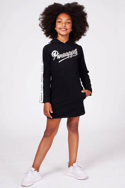 Girl wearing Black Hoodie Dress