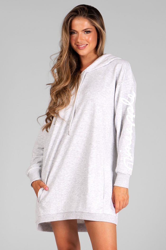 Woman wearing Grey Sweat Dress