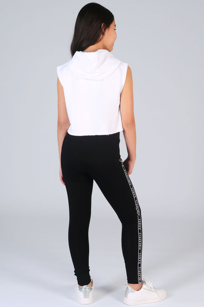 Basic black leggings for girls with white west with dance print