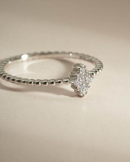 Beaded CZ Kite Ring