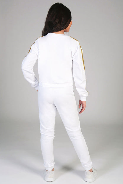 Pineapple white joggers for girls with matching white jumper