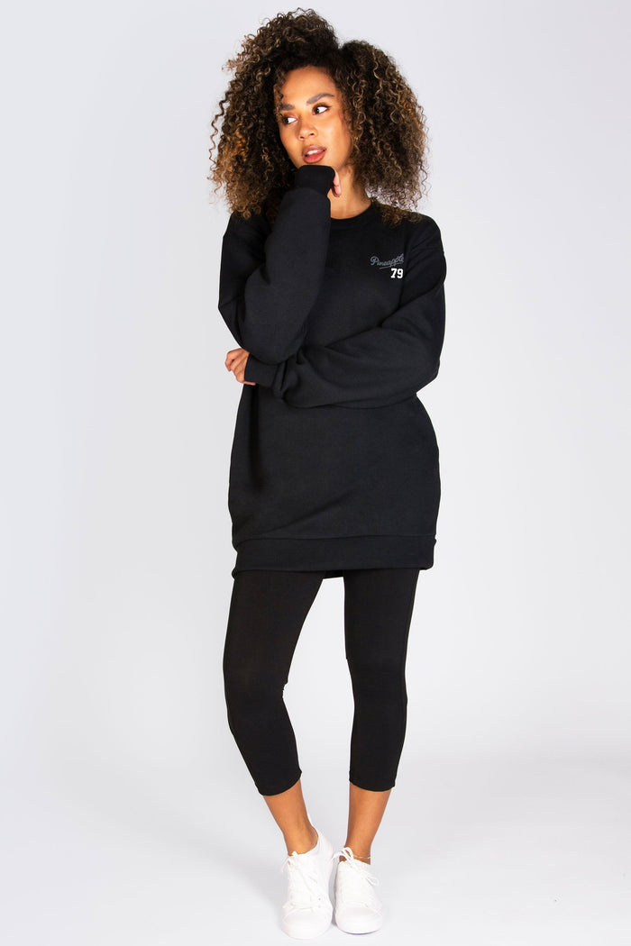 Black oversized long sweater for women by Pineapple Dance Studios loungewear