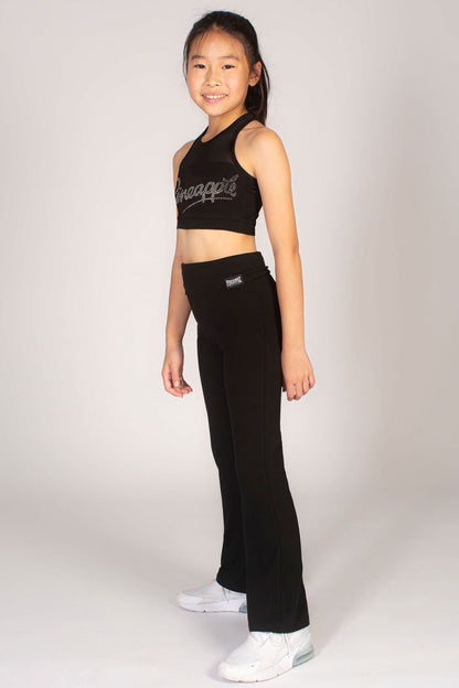 Mesh panel stretchy dance crop top for kids by Pineapple Dance Studios