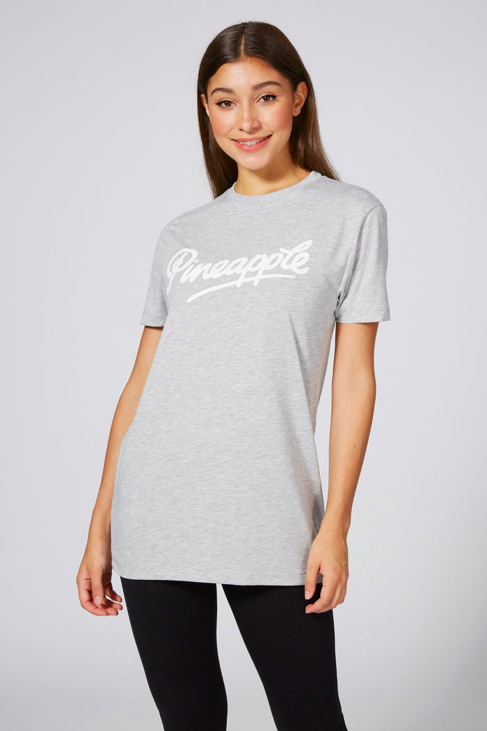 Woman wearing Pineapple Logo Grey T-Shirt