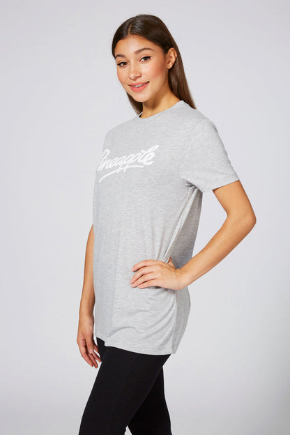 Woman wearing Logo Grey T-Shirt