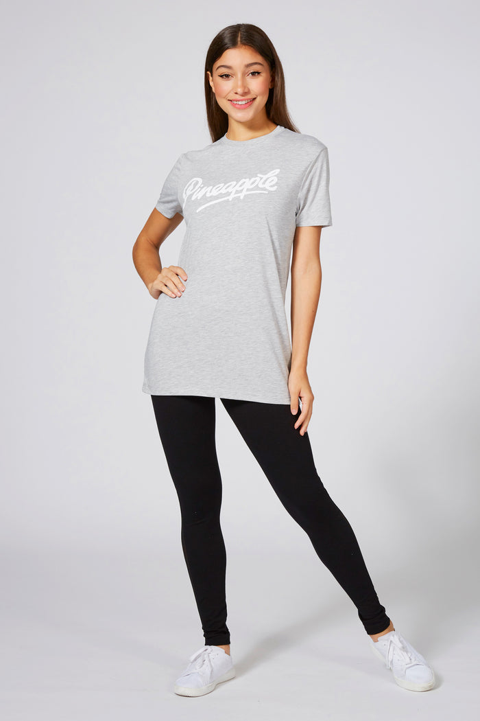 Woman wearing Logo Grey T-Shirt