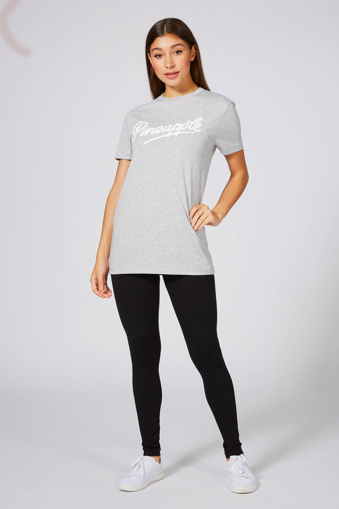 Woman wearing Logo Grey T-Shirt