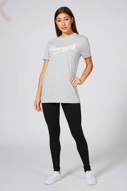 Woman wearing Logo Grey T-Shirt