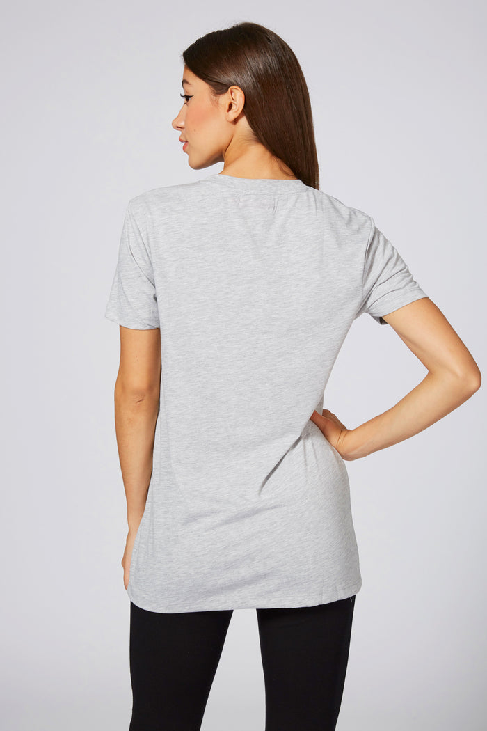Woman wearing Logo Grey T-Shirt