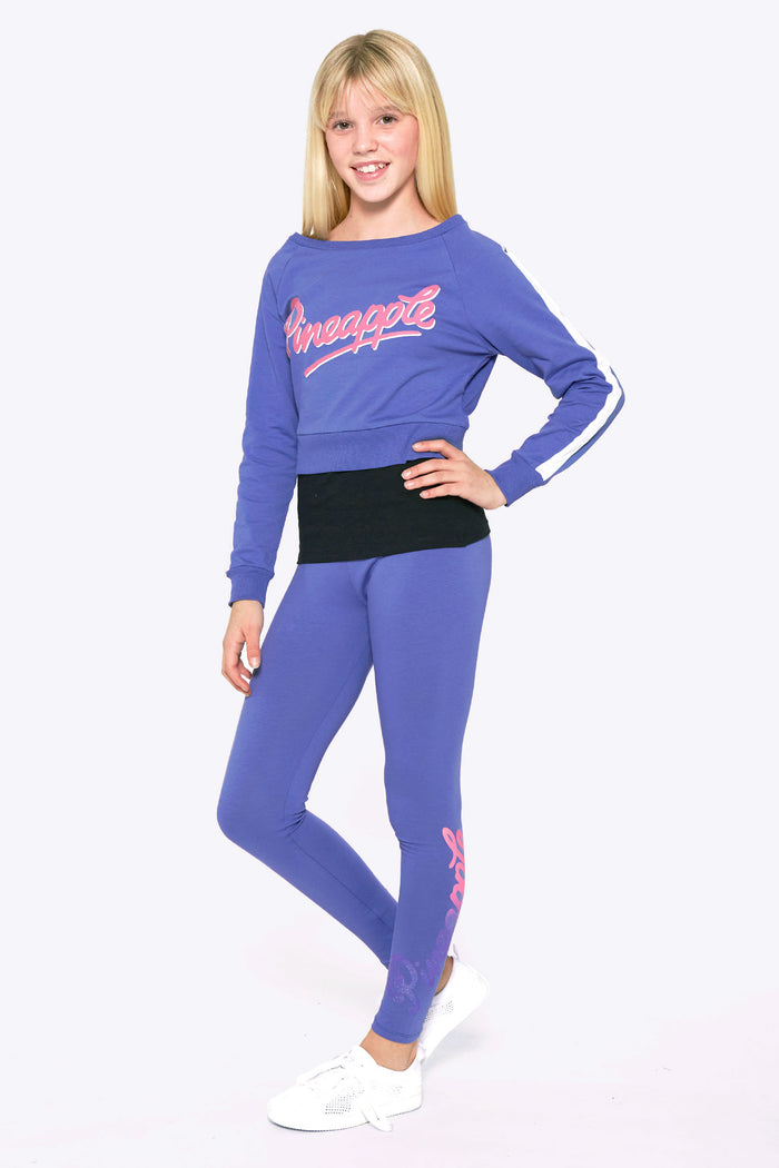Girl wearing Blue Long Sleeve Double Layer Top