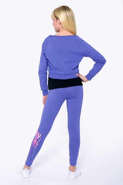 Girl wearing Pineapple Blue Long Sleeve Double Layer Top