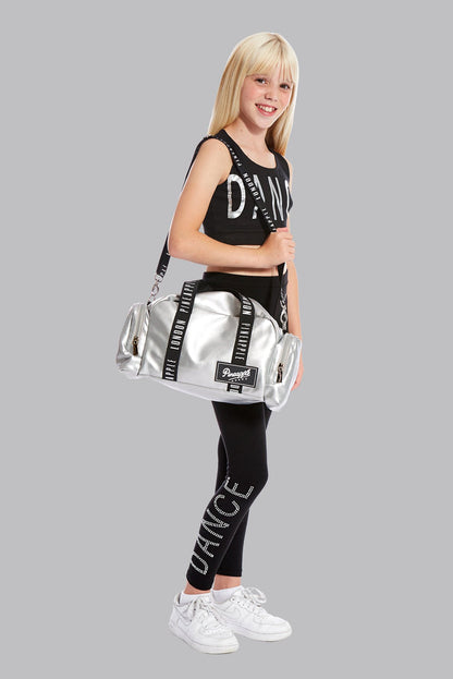 Girl carrying Silver Mini Covent Garden Dancer Bag