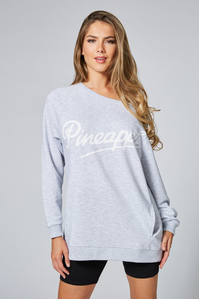 Woman wearing Pineapple Grey Monster Sweatshirt
