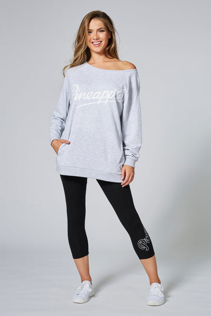 Woman wearing Pineapple Grey Monster Sweatshirt