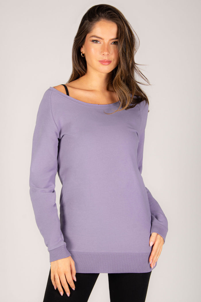 Off Shoulder Longline Sweat Top