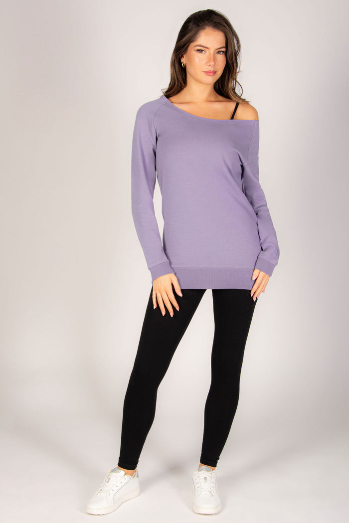 Off Shoulder Longline Sweat Top