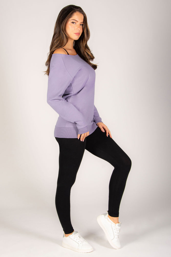 Off Shoulder Longline Sweat Top