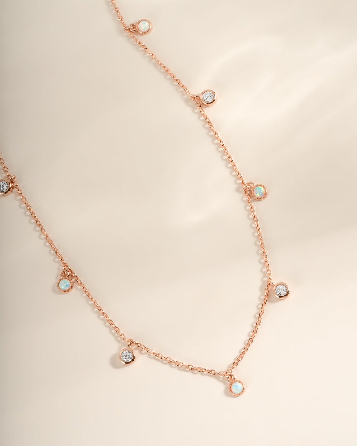 Opal & CZ Charm Necklace