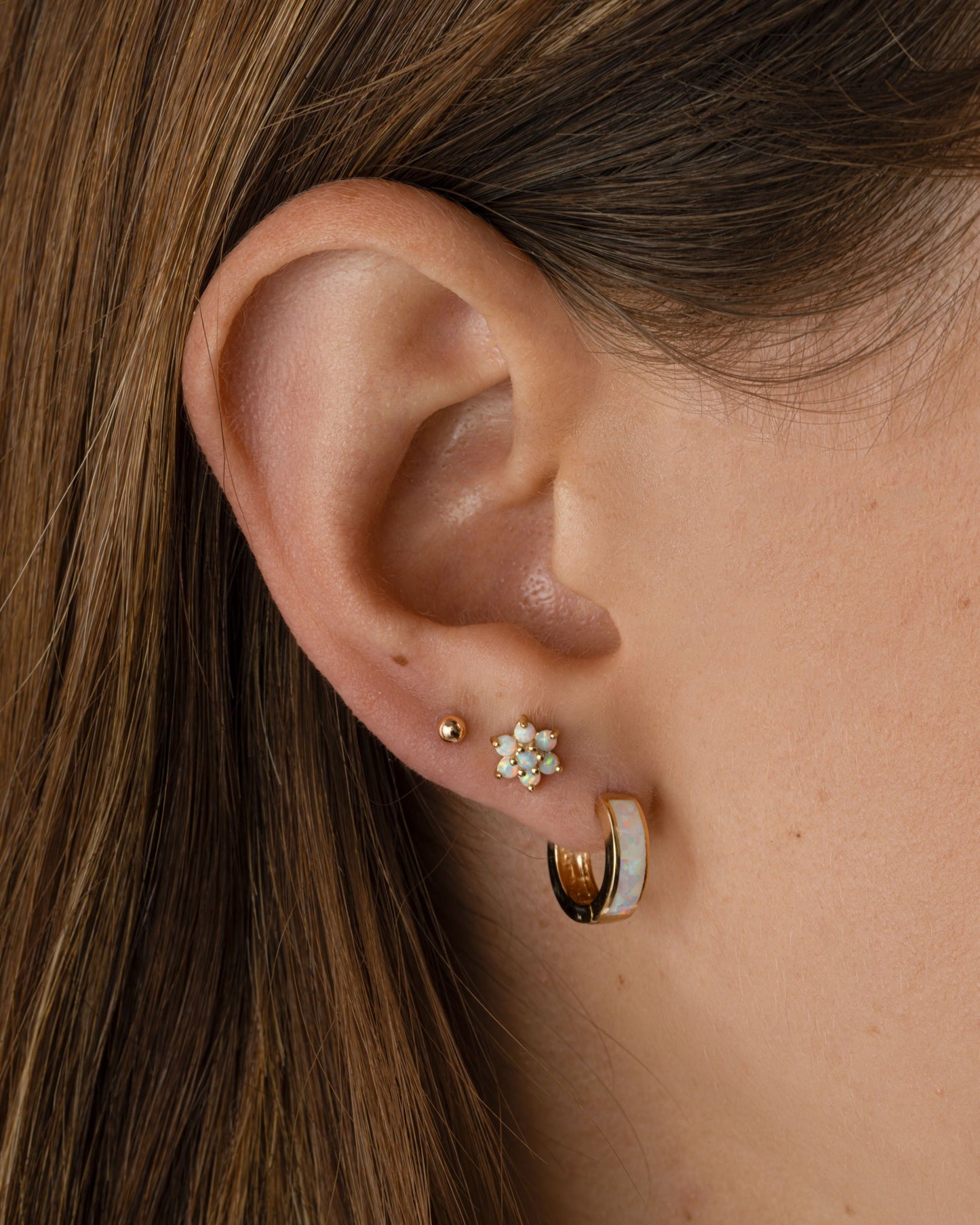 Opal Enamel Huggie Earrings