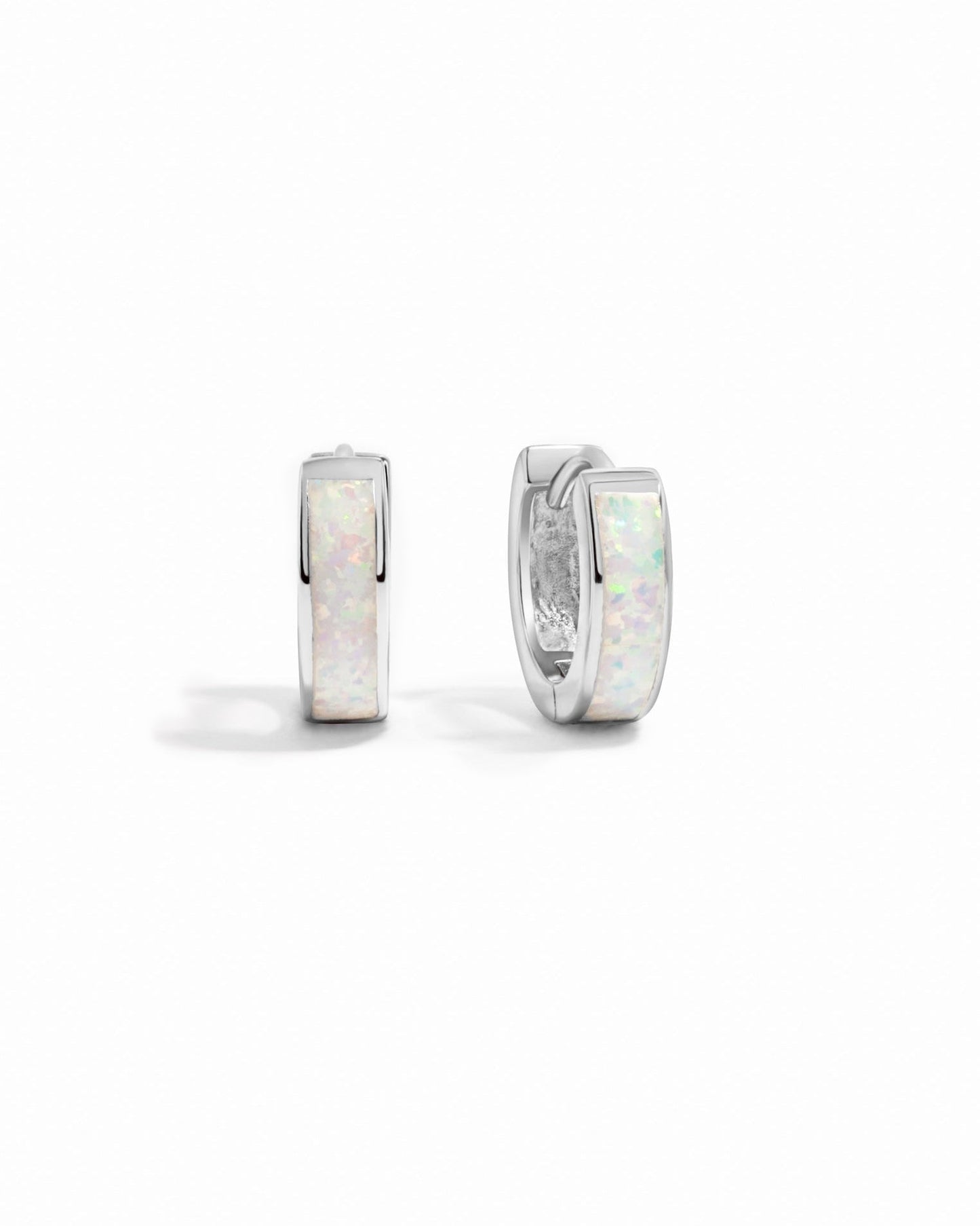 Opal Enamel Huggie Earrings
