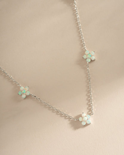 Opal Flower Charm Necklace