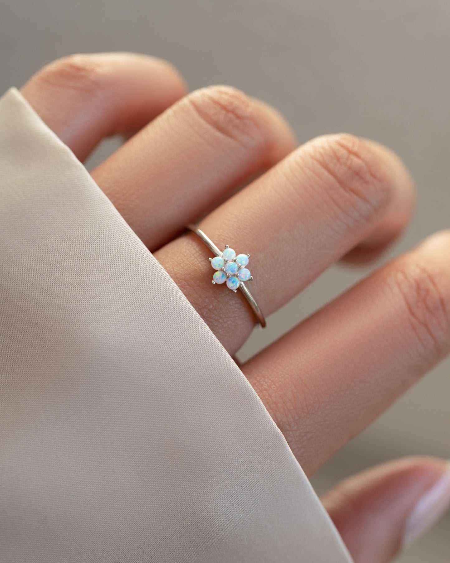 Opal Flower Ring