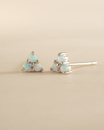 Opal Three Stone Studs
