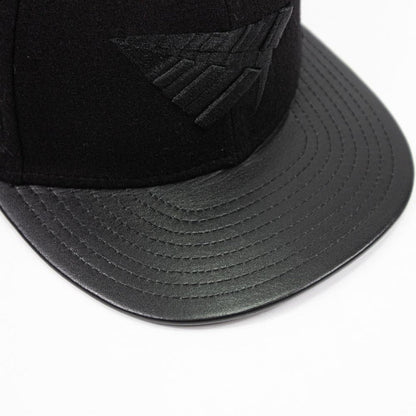 Original Crown Melton Wool & Leather Strapback (Triple Black)