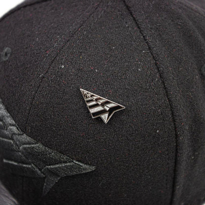 Original Crown Melton Wool & Leather Strapback (Triple Black)