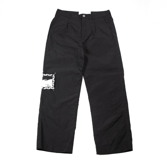 Outlook Pleated Nylon Pant (Black)