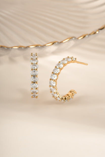 Oval Studded Hoop Earrings