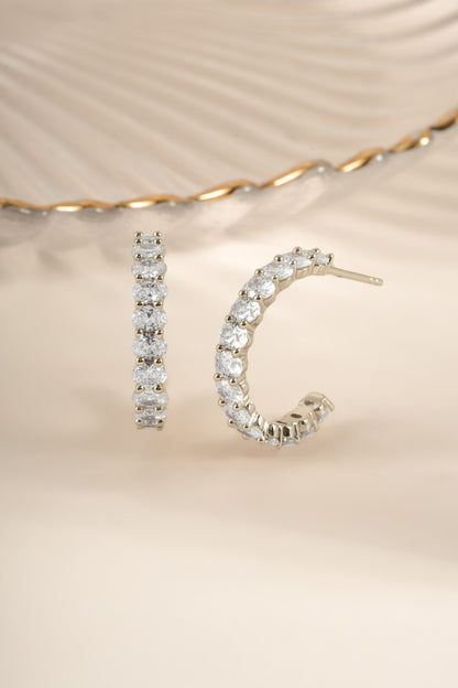 Oval Studded Hoop Earrings
