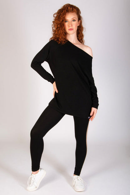 Women's black leggings made out of cotton elastane by Pineapple Dance Studios