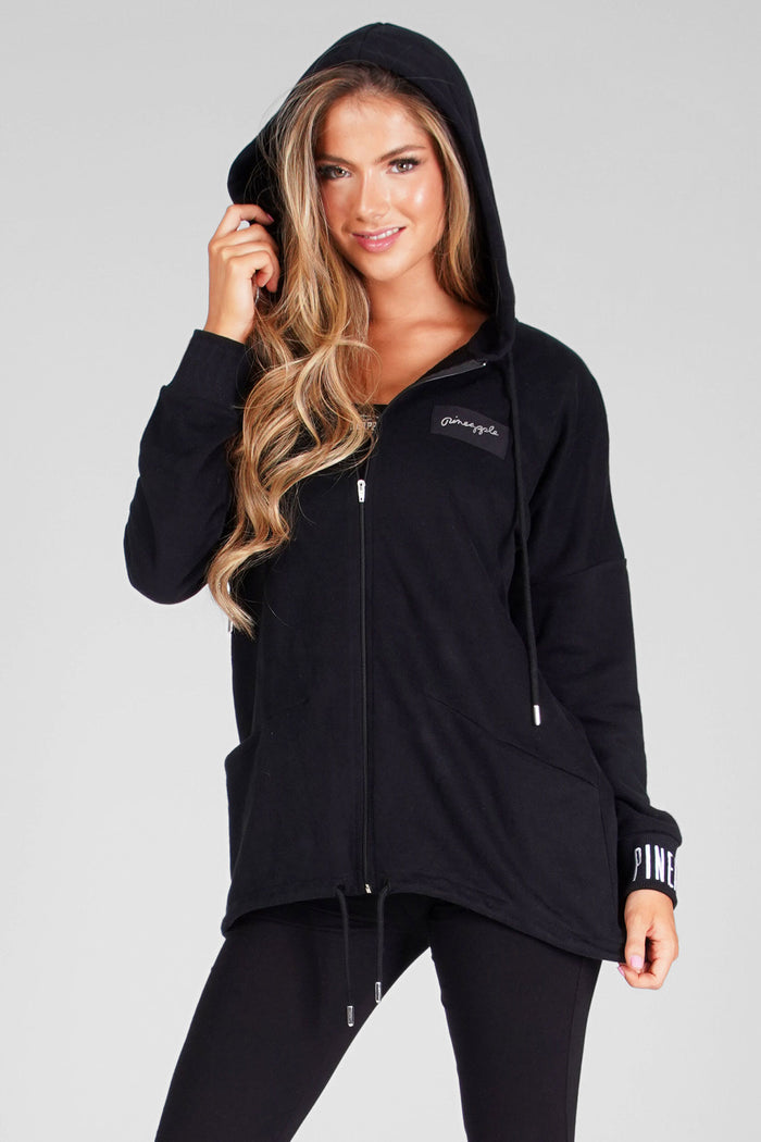 Woman wearing Black Parker Zip Jacket
