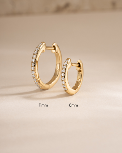 11mm Pavé Huggie Earrings (Two Sizes Available)