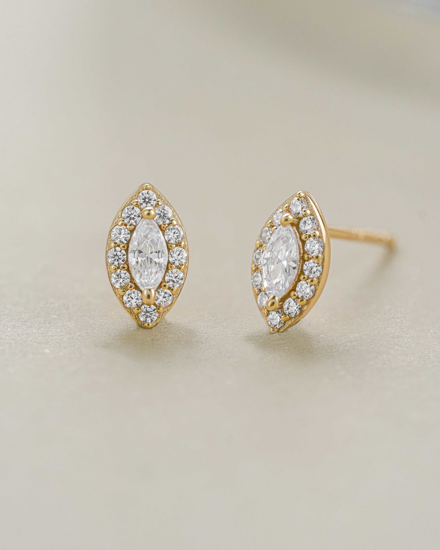 Halo Marquise Studs