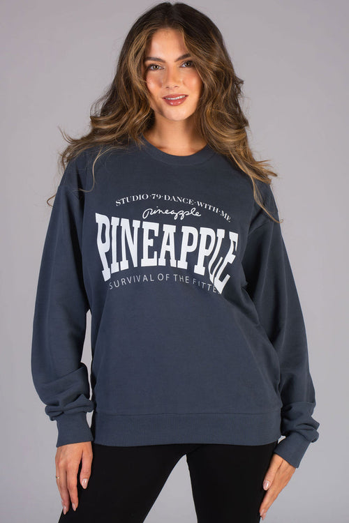 Kianna Louise wearing oversized Pineapple jumper in charcoal