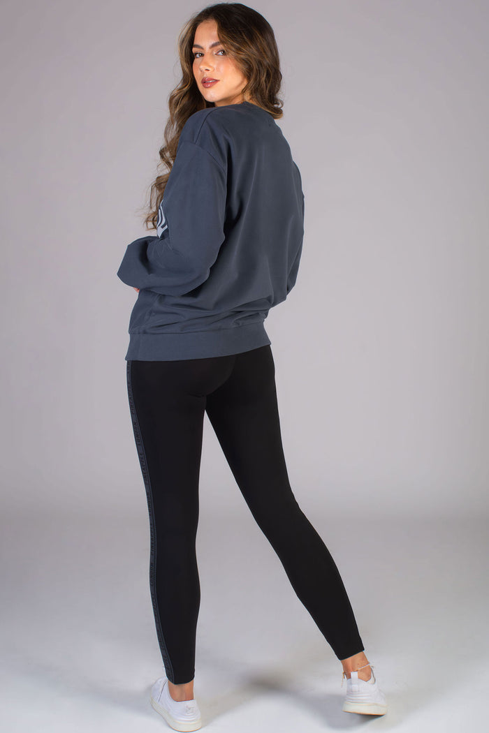 Pineapple charcoal unisex sweater with Pineapple charcoal tape leggings in black