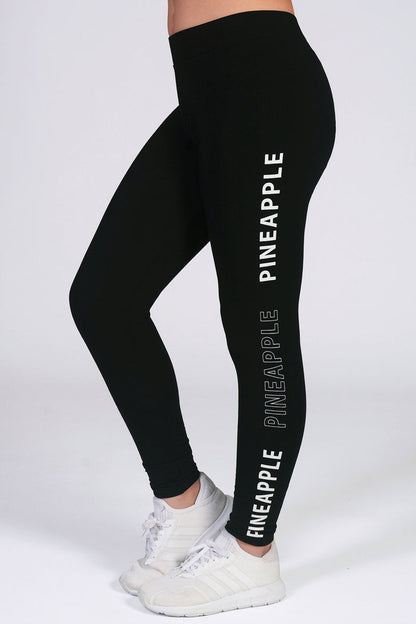 Girls' black leggings with Pineapple print along the side