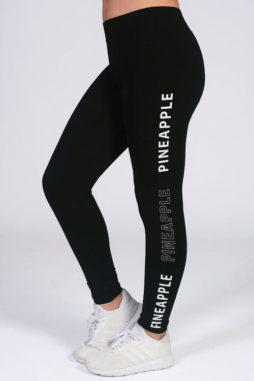 Girls' black leggings with Pineapple print along the side