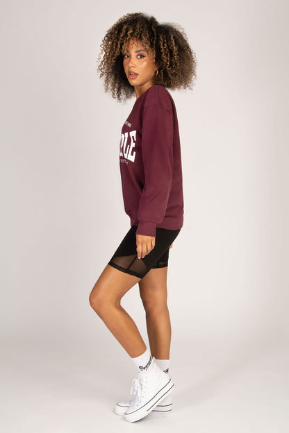 oversized sweatshirt with crew neck in burgundy colour way