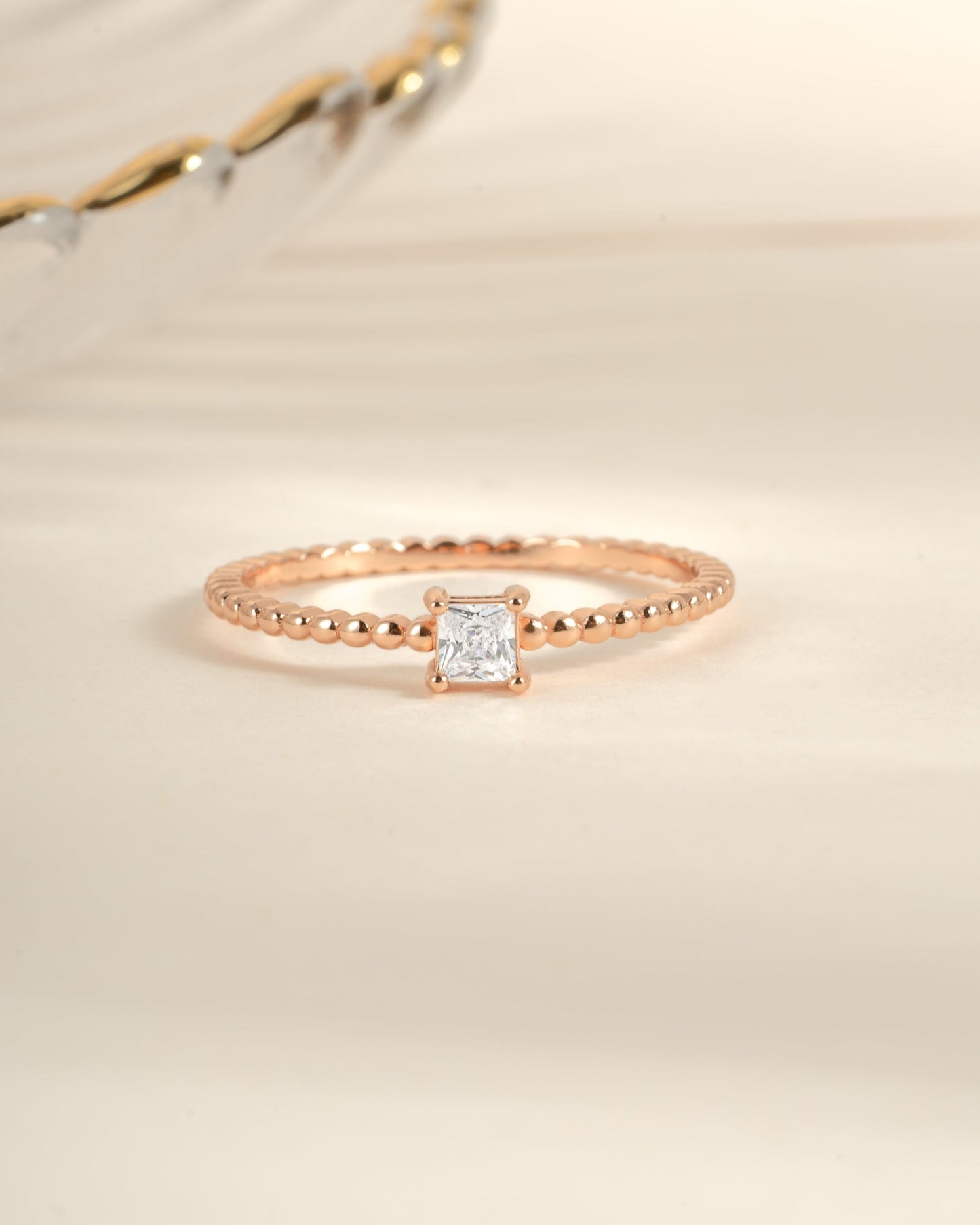 Princess Cut w Beaded Band