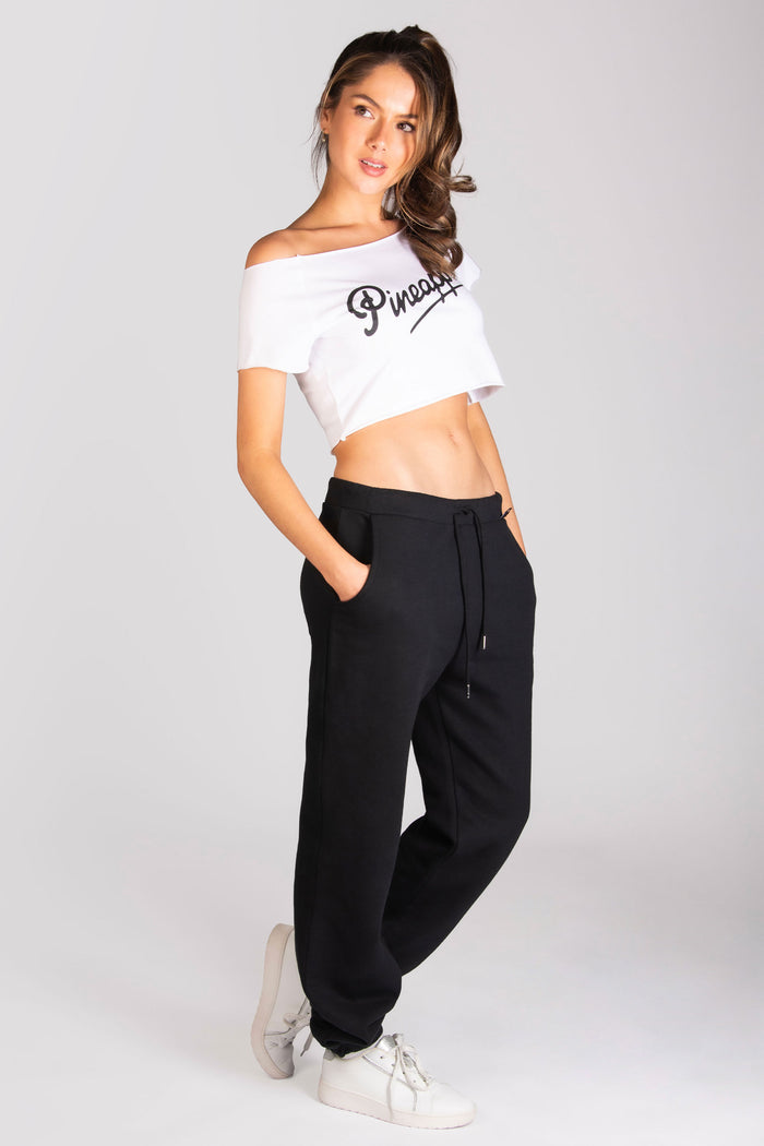 100% cotton top in cropped off-shoulder fit by Pineapple Dance Studios