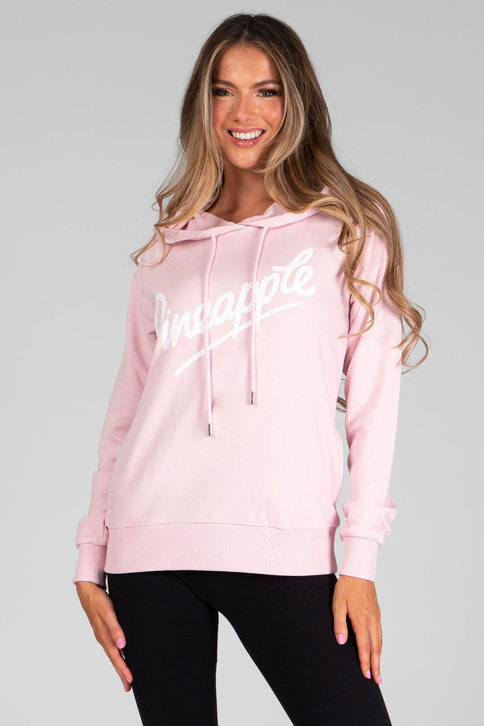 Woman wearing Pineapple Pink Retro Hoodie