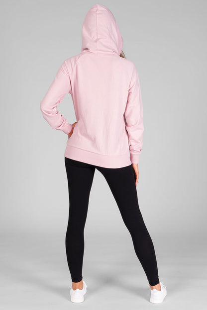 Woman wearing Pink Retro Hoodie