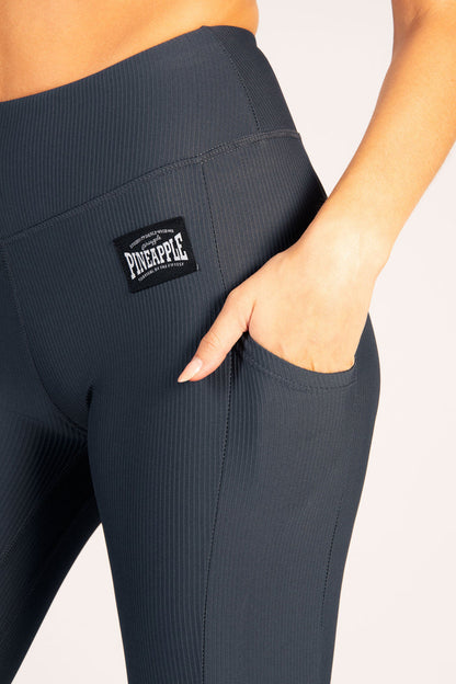 Concealed side pocket for phone and keys on rib leggings for women.