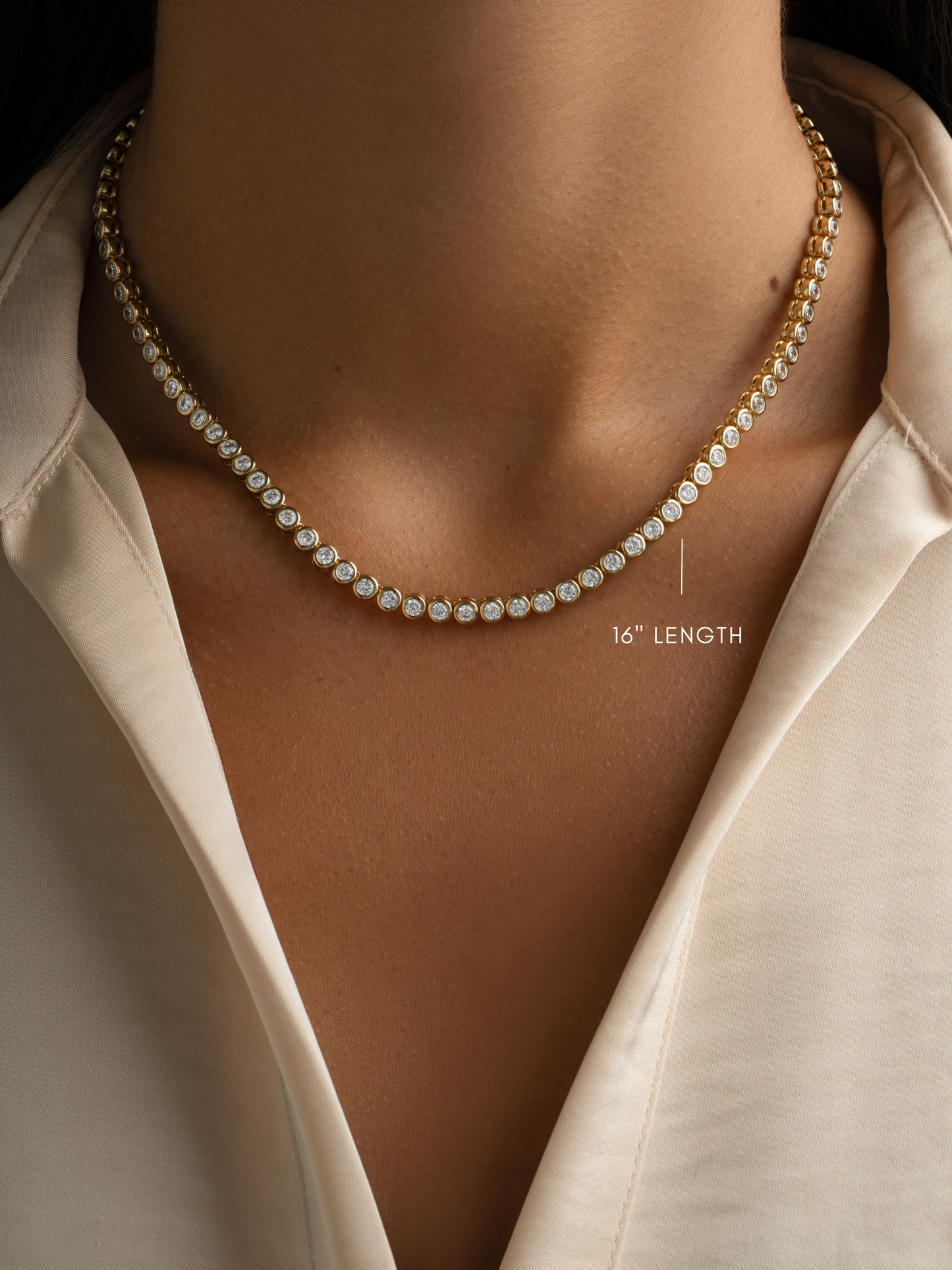 3mm Round Bezel Tennis Necklace