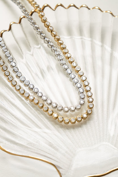 3mm Round Bezel Tennis Necklace