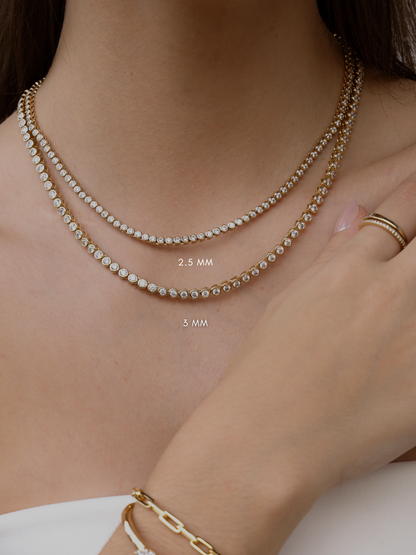 2.5mm Round Bezel Tennis Necklace